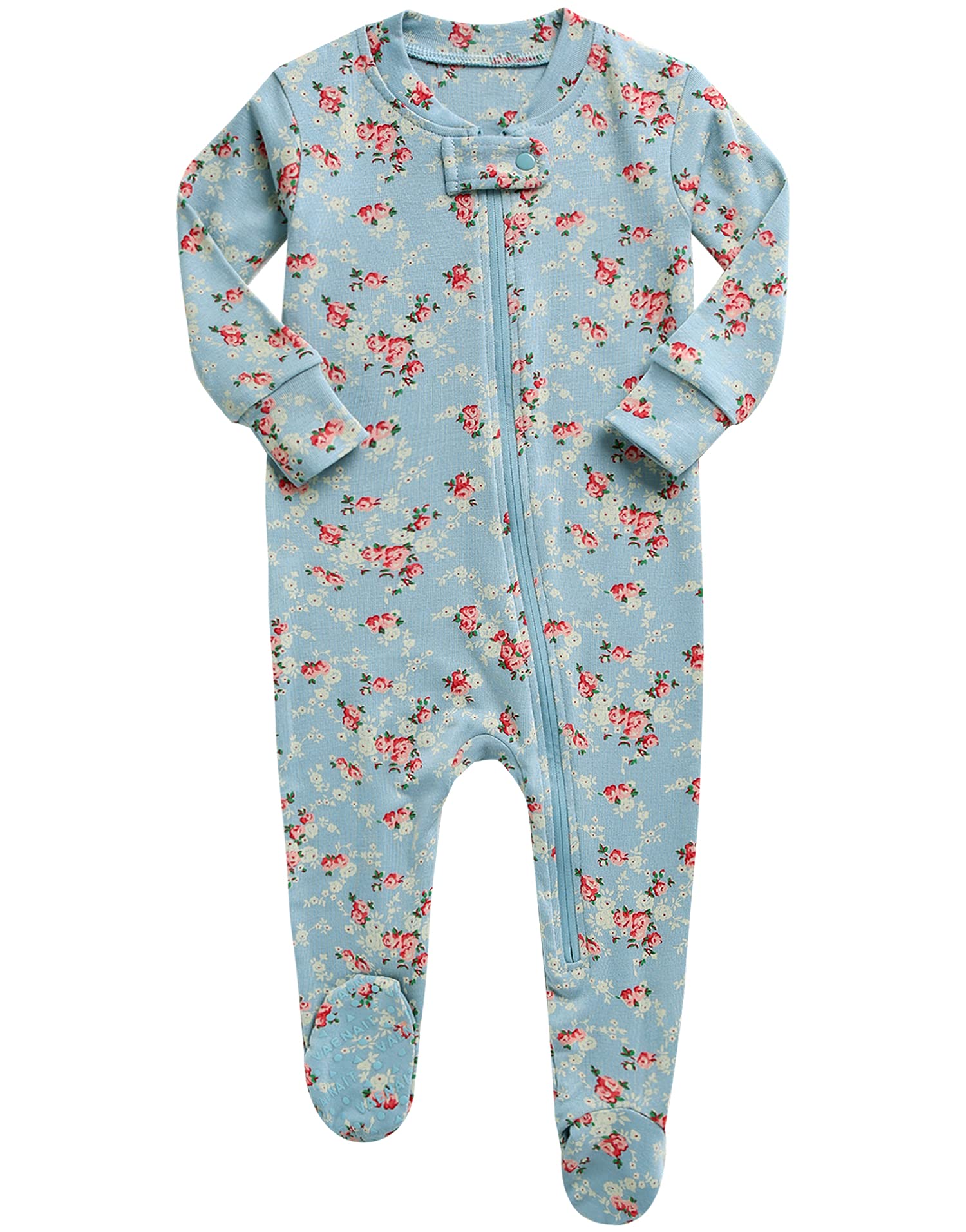 Vaenait Baby Toddler Boys Girls Solid Footie Pajama Cozy Modal Flowermint 3-6M