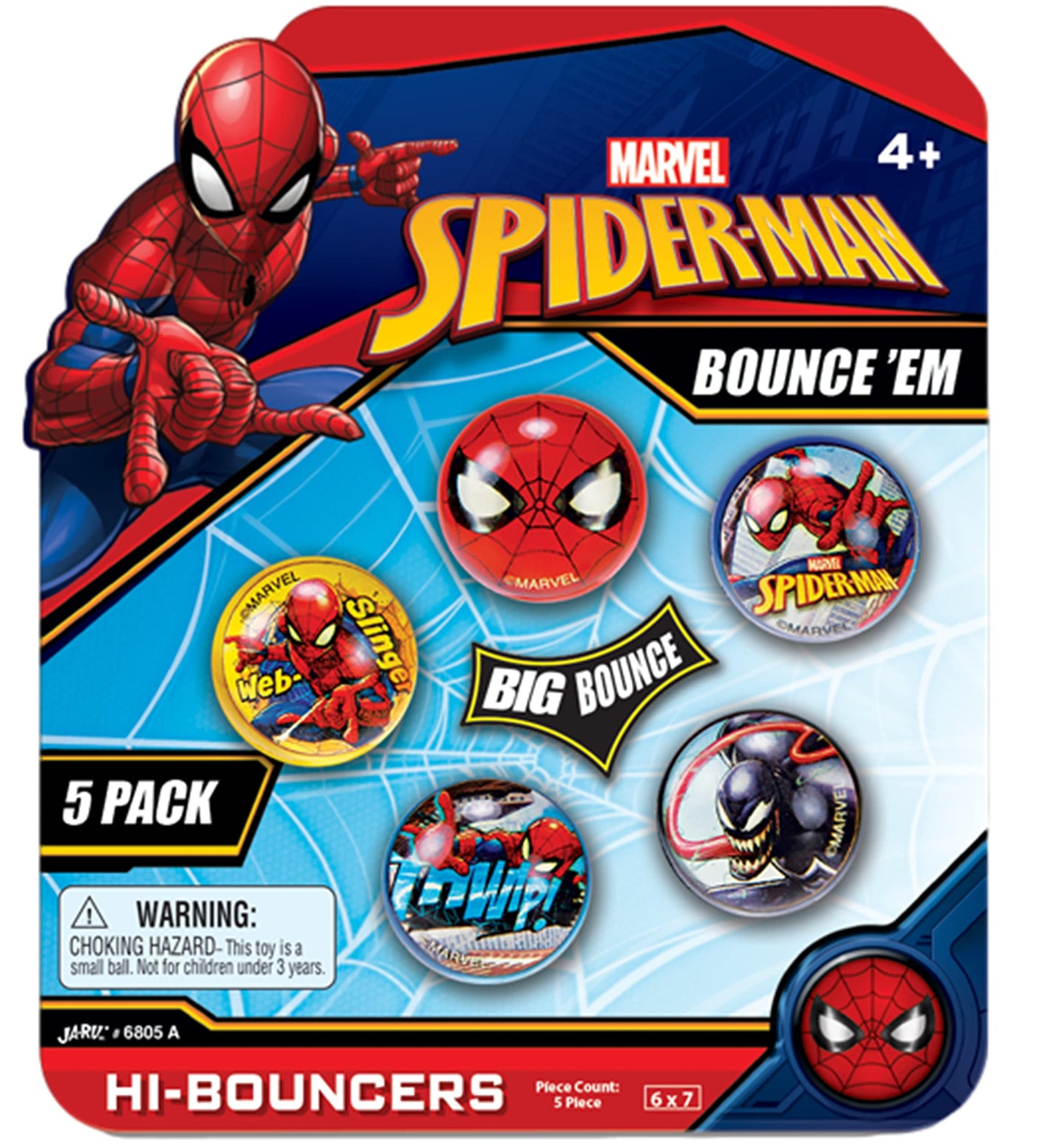 JA-RU Marvel Avengers & Spiderman Bouncy Balls Superballs Super Hi Bounce 1.2 (24 Packs) Superheroes & Fiends Fidget Bouncing Ba