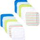 Luvable Friends Unisex Baby Cotton Rich Washcloths, Blue Stripe, One Size