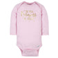 Gerber Baby Girls' 6-Pack Long-Sleeve Onesies Bodysuits, Princess Pink, 12 Months