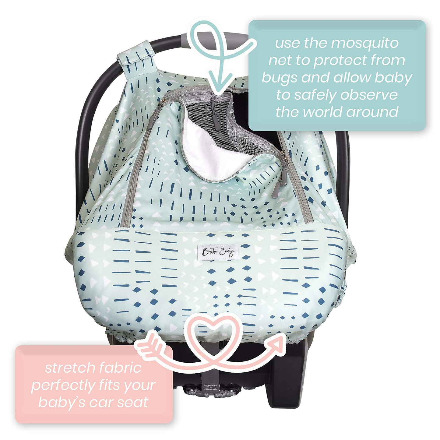 Bristin Baby Car Seat Canopy Stroller Covers for Infant Boy and Girl Babies Stretchy and Kick Proof with Net Multi Use Soft and