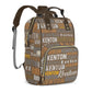 Perarts Custom Name Boy Baby Bags, Nylon Personalized Diaper Bag Backpack for Baby Boy Mom, Brown, Large Capacity, Waterproof, M
