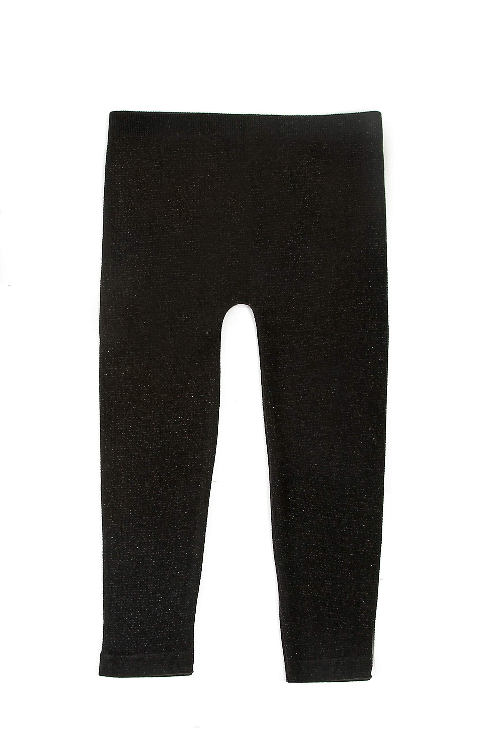 Silky Toes Baby Leggings, Toddler Seamless Soft Cotton Knit Pants For Girls And Boys (6-12 Months, Black/Silver Shimmer)
