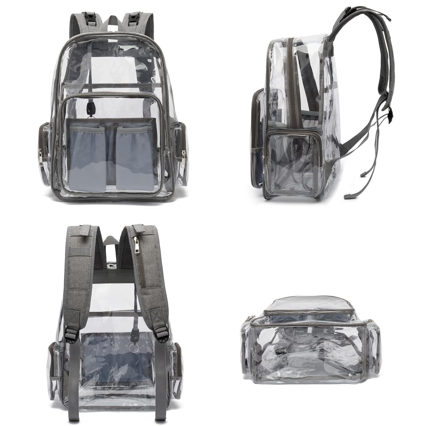 Yusudan Clear Diaper Bag Backpack For Baby Girls Boys, Mom Nappy Bags For Women (Grey)