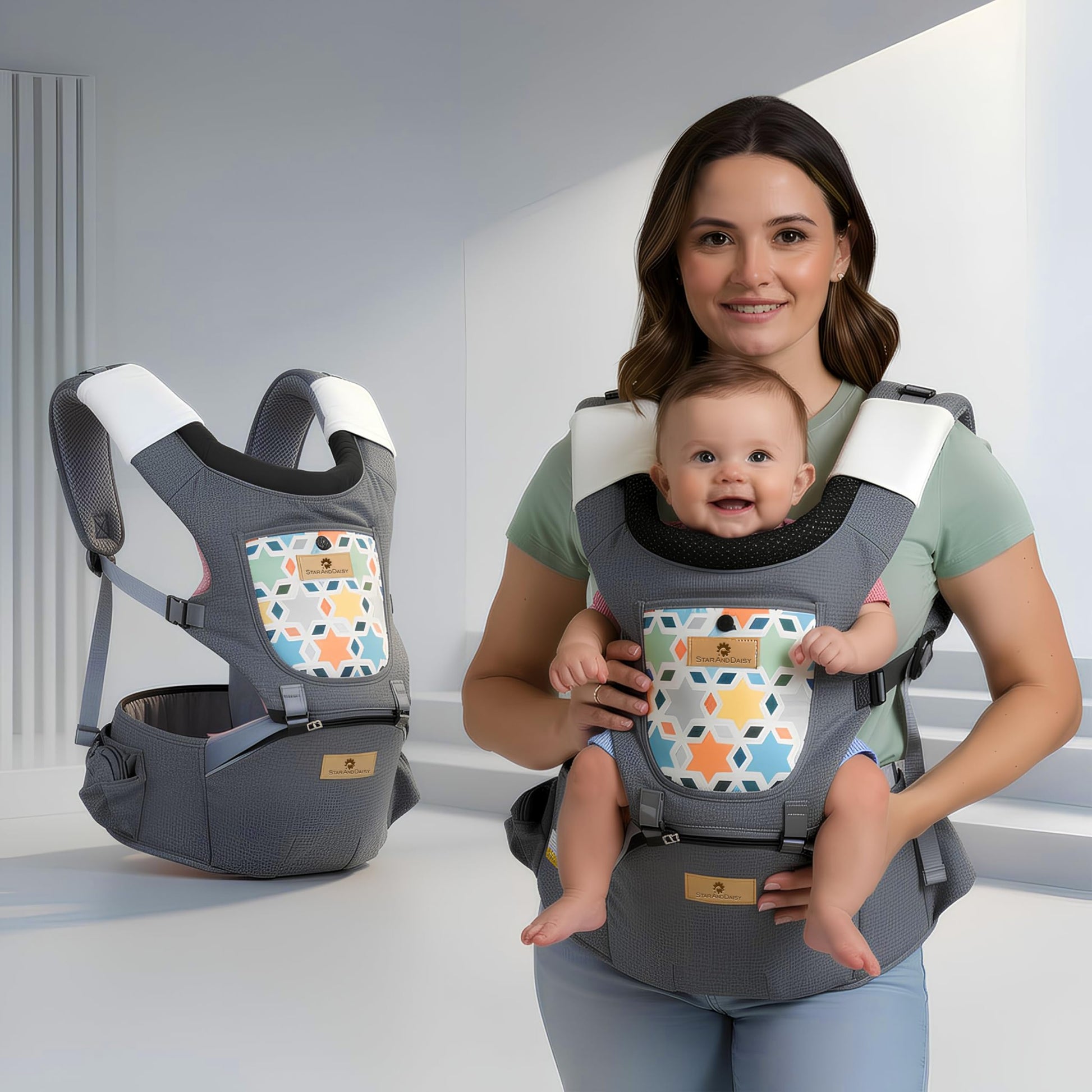 Staranddaisy 4In1 Baby Carrier For 0 To 3 Year Baby/Kangaroo Bag With Comfortable Soft Hip Seat/Baby Carrier  4 Carrying Posi