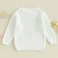 Baby Girl Valentines Day Outfit Love Heart Sweet Long Sleeve Sweater Tshirt Crewneck Tops Fall Winter Clothes (G-White, 3-4 Year
