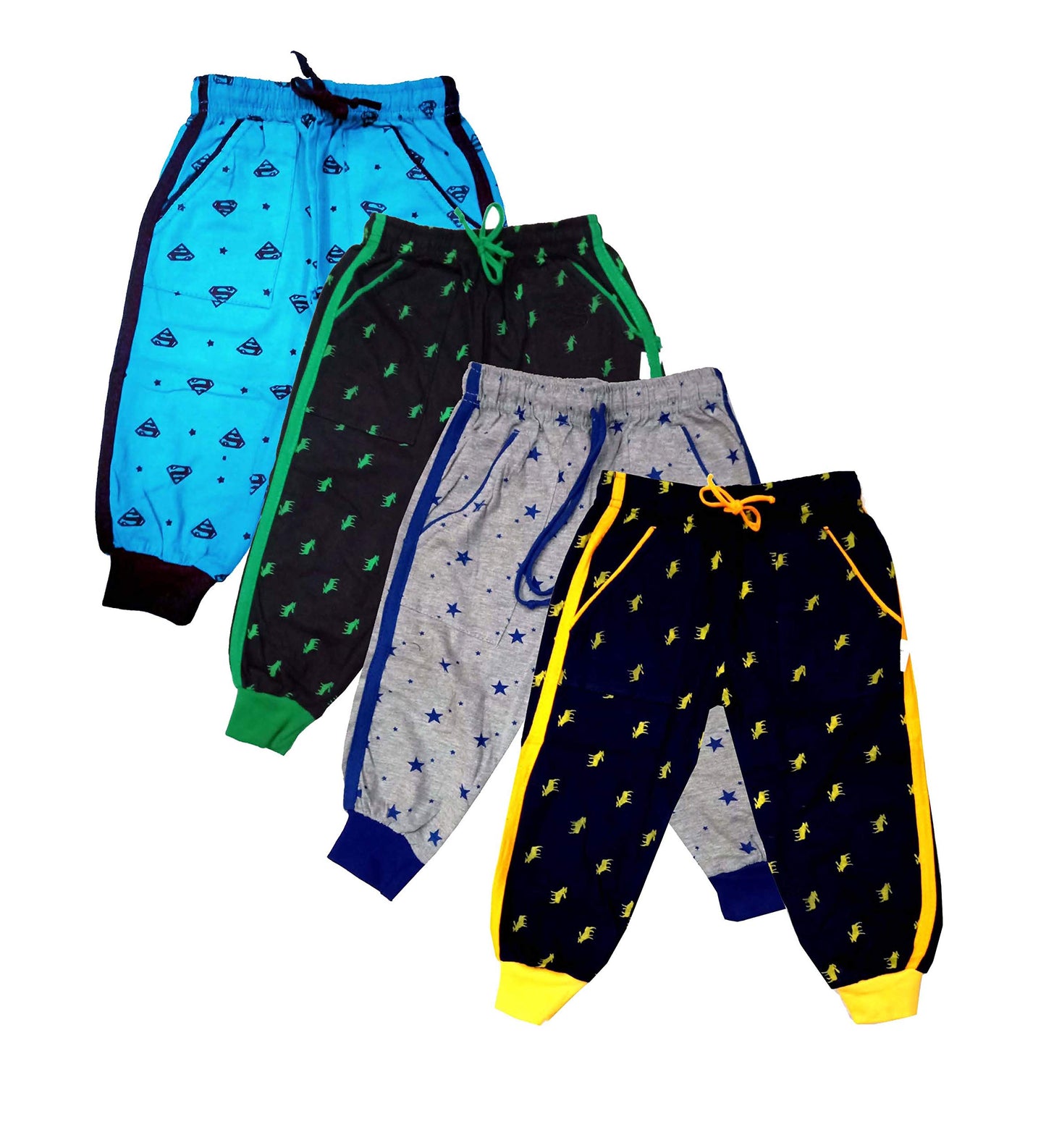 LOVO Girls and Boys Cotton Printed Payjama Lowers (Multicolor, 45 Years) Set of 4