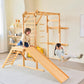 Avenlur Grove 8-In-1 Indoor Jungle Gym With Gymnastic Rings, Climbing Rope, Swing, Slide, Monkey Bars, Rope Wall Net, And Wooden