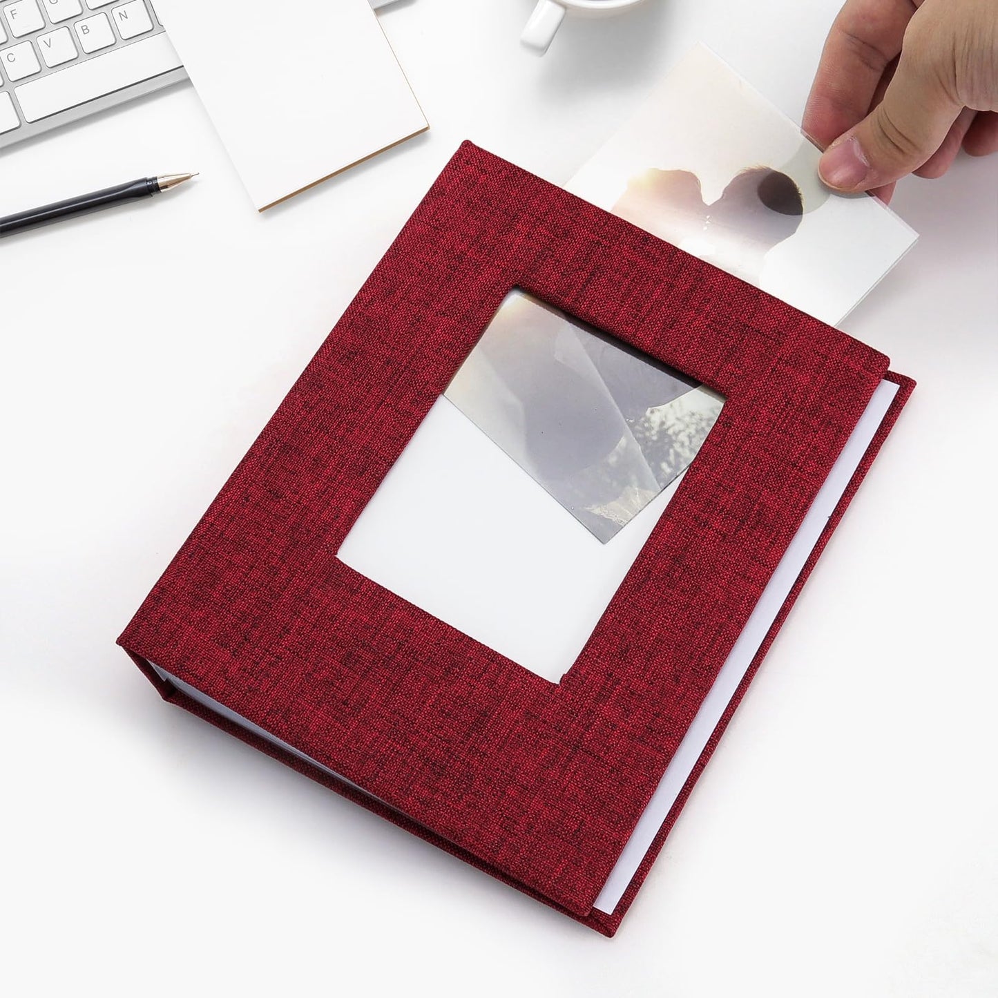 Vienrose Small Photo Album 4X6 Holds 200 Photos 2 Pack, Mini Baby Photo Album Linen Cover For Gifts Wedding Family, Red