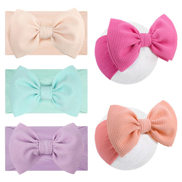 Lanmerry Headband Bows For Baby Girls Stretchy Headwraps Handmade Hair Accessories For Baby Girls Hot Pink Newborn Bows Purple 5