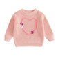Nokpsedcb Baby Girl Cute Long Sleeve Heart Flowers Embroidery Oversized Sweater Toddler Valentine Outfit (Pink, 18-24 Months)