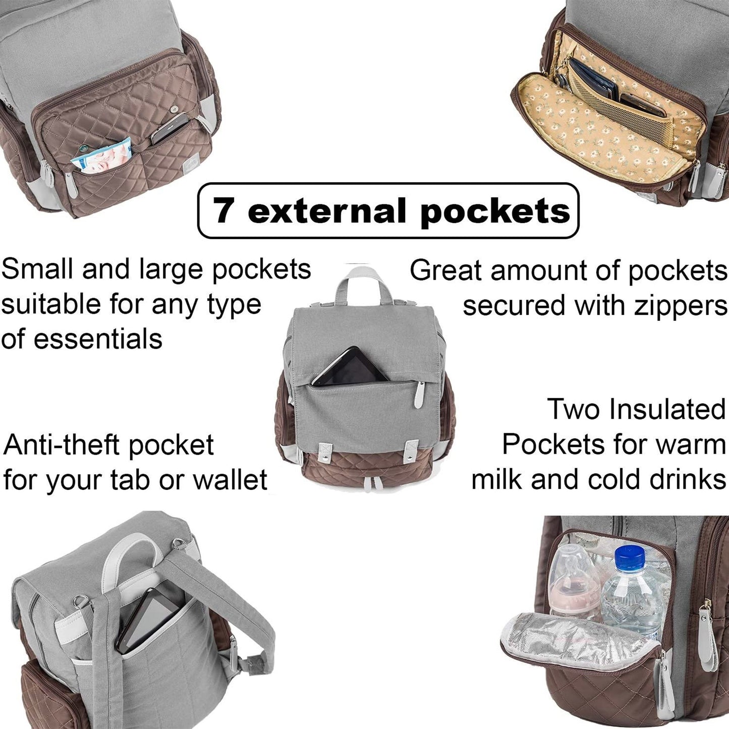 Baby Diaper Bag Backpack With Waterproof Changing Pad Ideal For Mom And Dad,Large Multifunctional Nappy Changing And Travel Bag