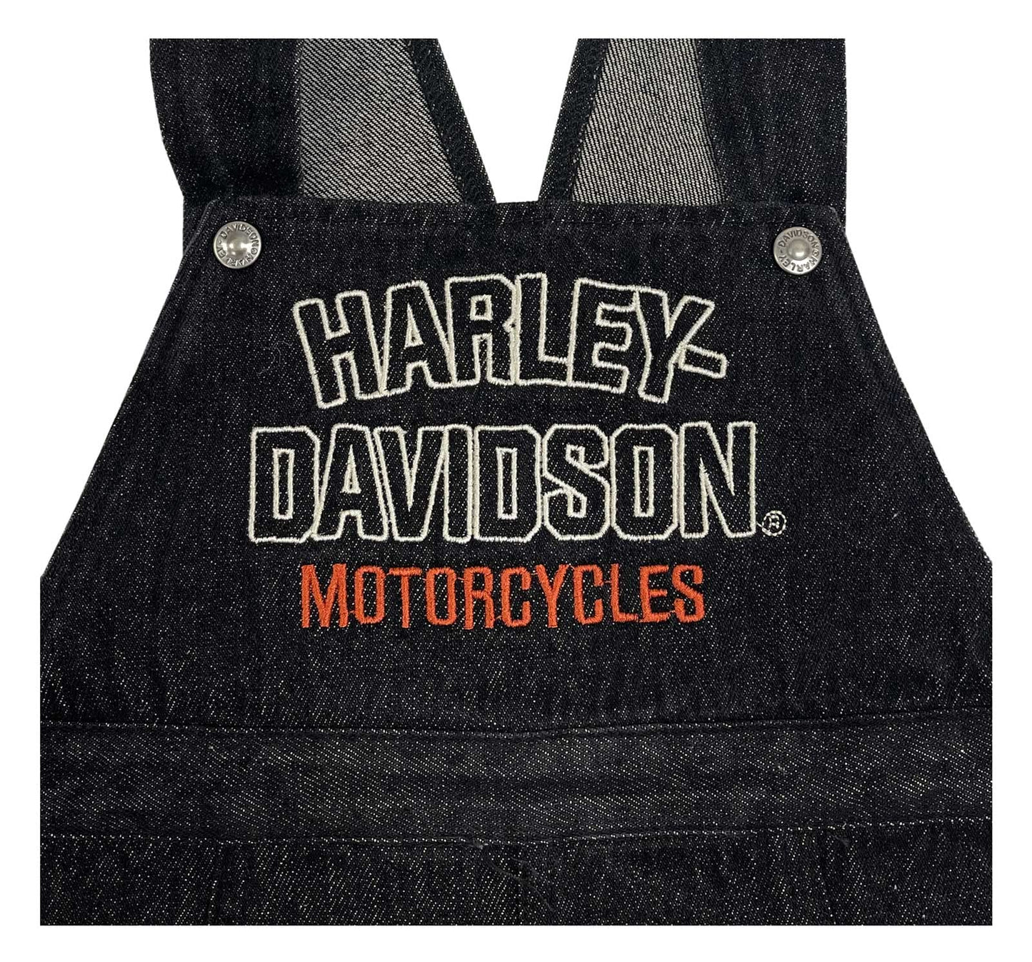 Harley-Davidson Baby Unisex Embroidered Denim Newborn Overalls - Black (0/3M)