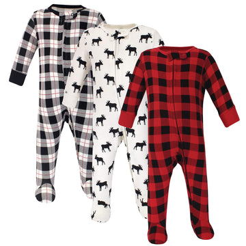 Hudson Baby Unisex Baby Cotton Sleep And Play, Moose, 3-6 Months