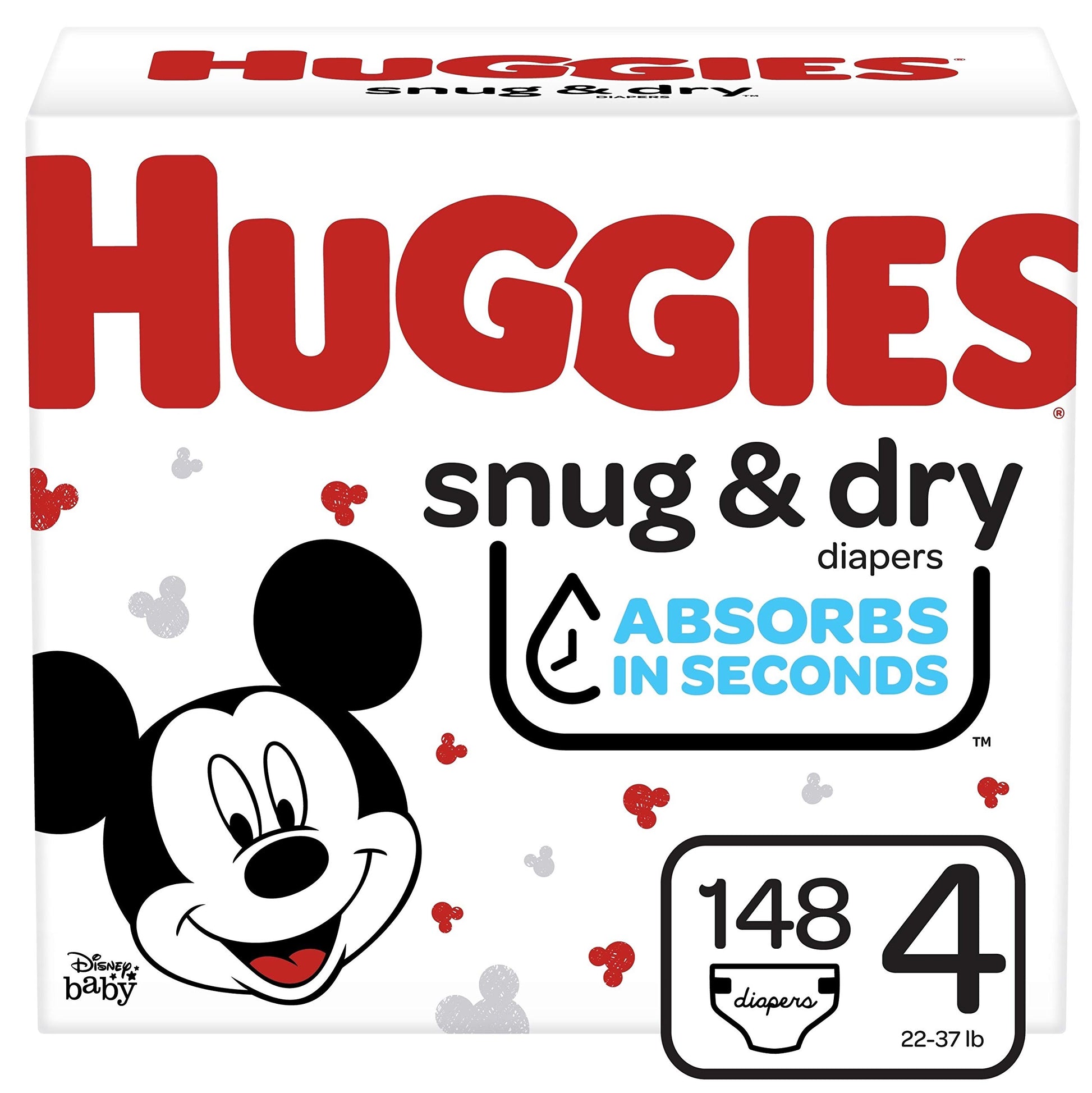 Huggies Snug & Dry Baby Diapers, Size 4, 148 Ct