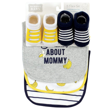 Hudson Baby Unisex Baby Cotton Bib And Sock Set, Bananas, One Size