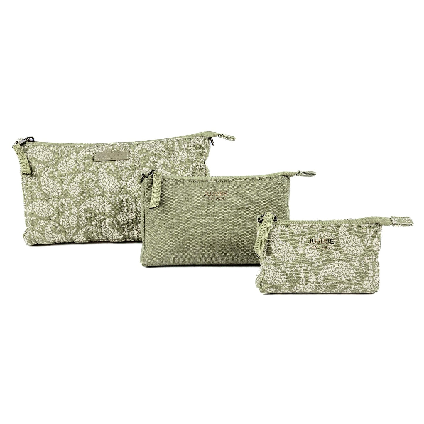 JuJuBe x Sazan New 3-Piece Pouch Set, Diaper Bag Organizing Pouches, Convertible to Small Purse with Crossbody Strap, Zipper Cos
