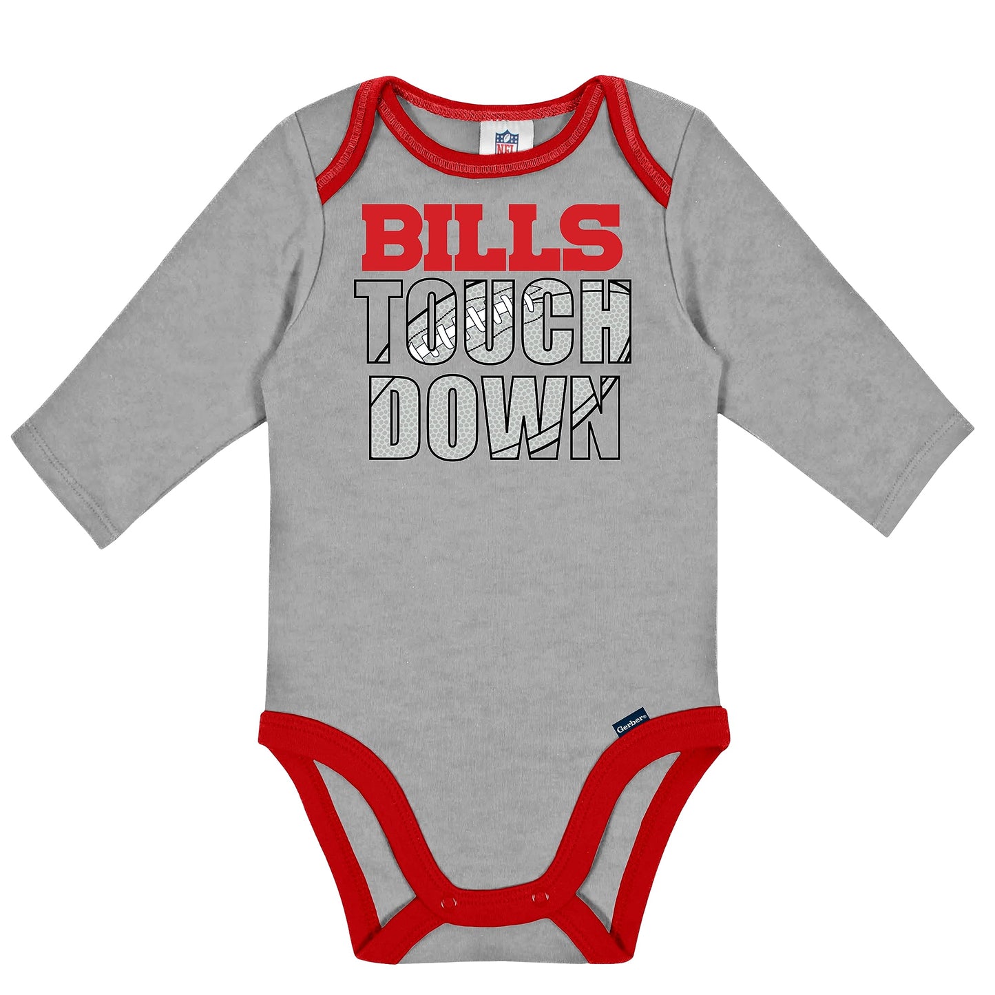 Gerber Nfl Baby Boys' 2 Pack Long Sleeve Bodysuit, Team Color, 3-6 Months