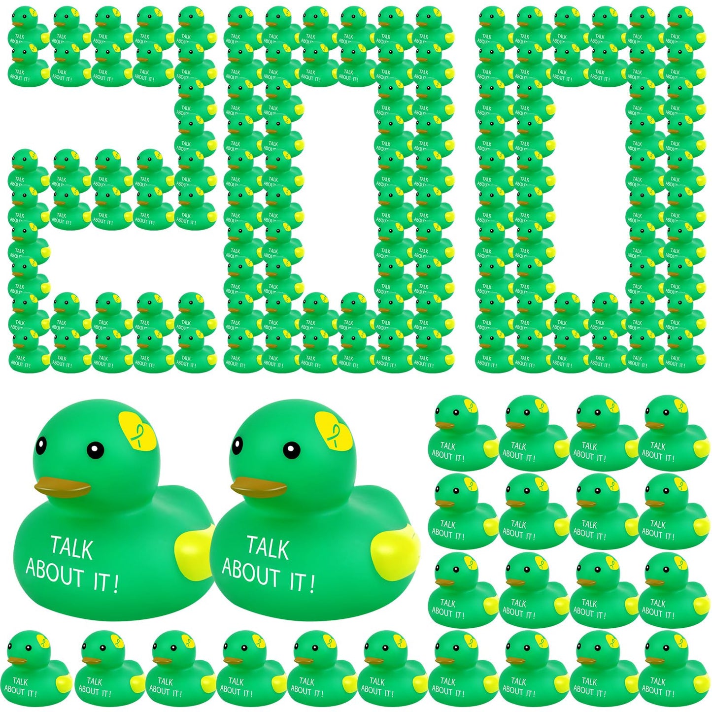 Deekin 12 Pcs Mental Health Rubber Duck Mental Health Awareness Green Ribbon Rubber Duck Mental Health Gifts Duck for Friend Fam