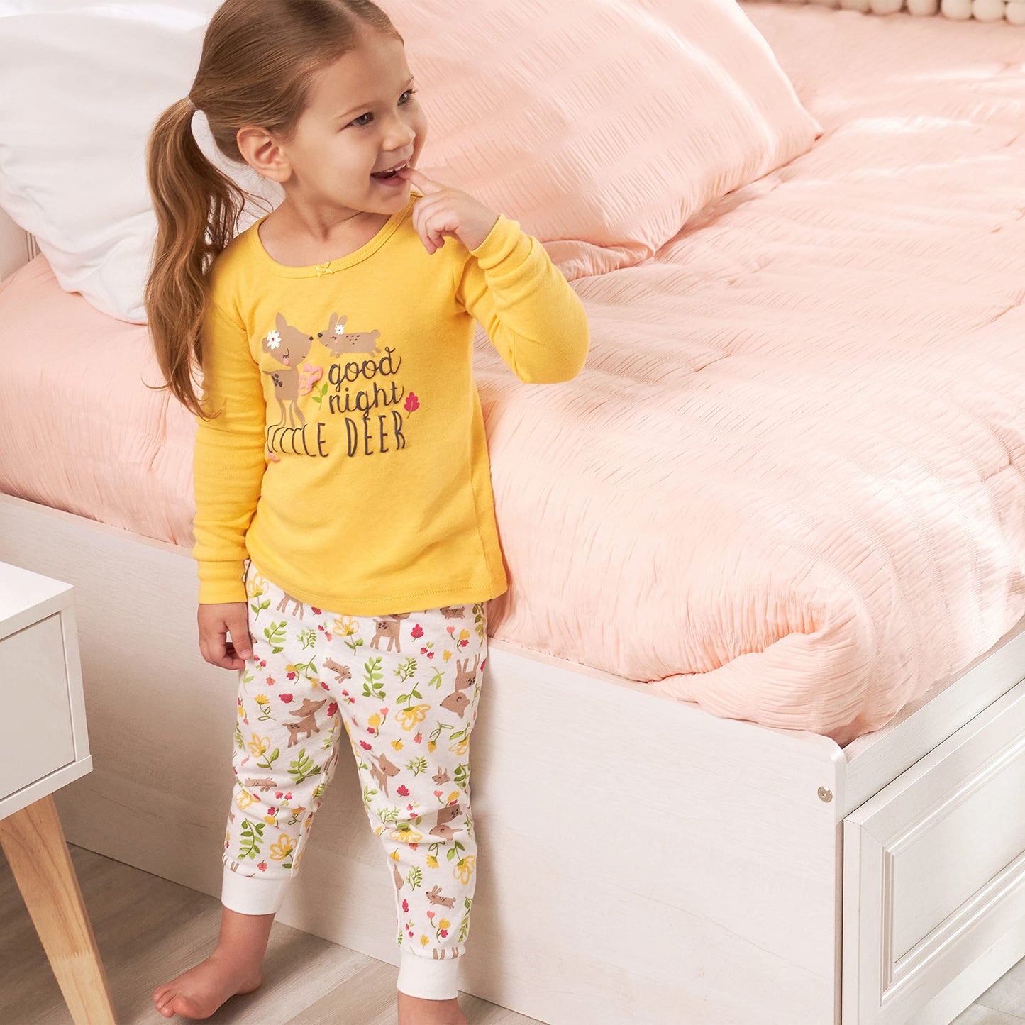 Gerberbaby Girlstoddler Snug Fit 4-Piece Pajama Setyellow Deer24 Months