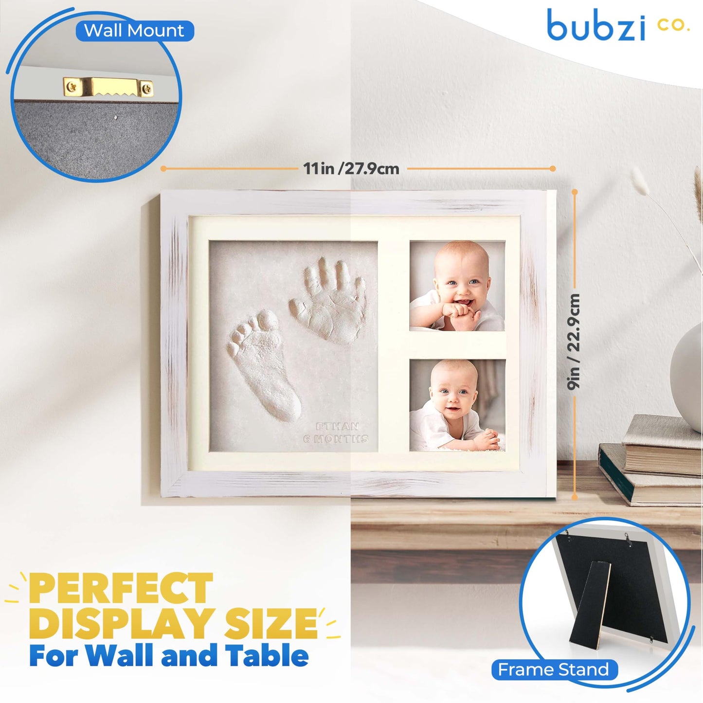 Baby Footprint Kit, Baby Foot And Hand Print Kit, Baby Keepsake Frame, Nursery Pictures Frames, Hand Print Mold Kit, New Mom Gif