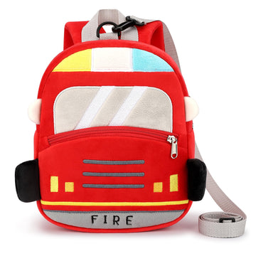 mibasies Toddler Backpacks for Girls 2-4: Cute Fire Truck Plush Backpack - 3D Animal Cartoon Mini Travel Bag -10 inch Backpack L