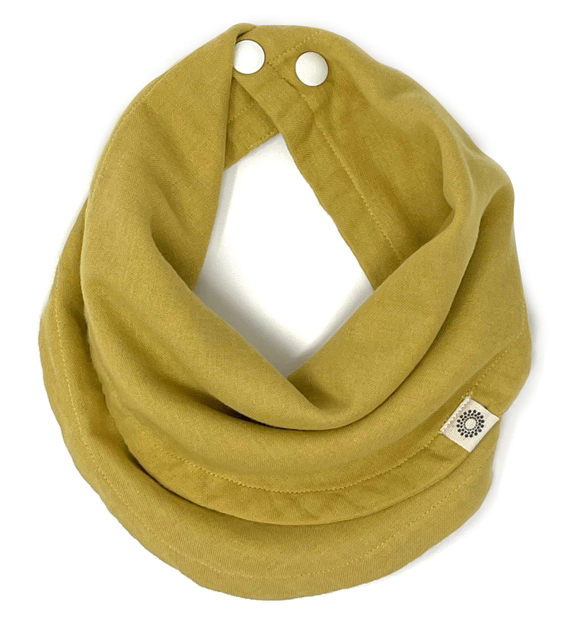 Kishu Baby Indi Gots Organic Infinity Scarf Bib - 4-Way Reversible, 8 Layer Muslin Drool Bib (Mustard)