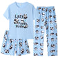Hupohoi Kids Girls Pajama Sets Summer Short Sleeve With Shorts And Pants 3PCS Sleepwear Cute Cartoon Loungewear 6 to 17 Years, P