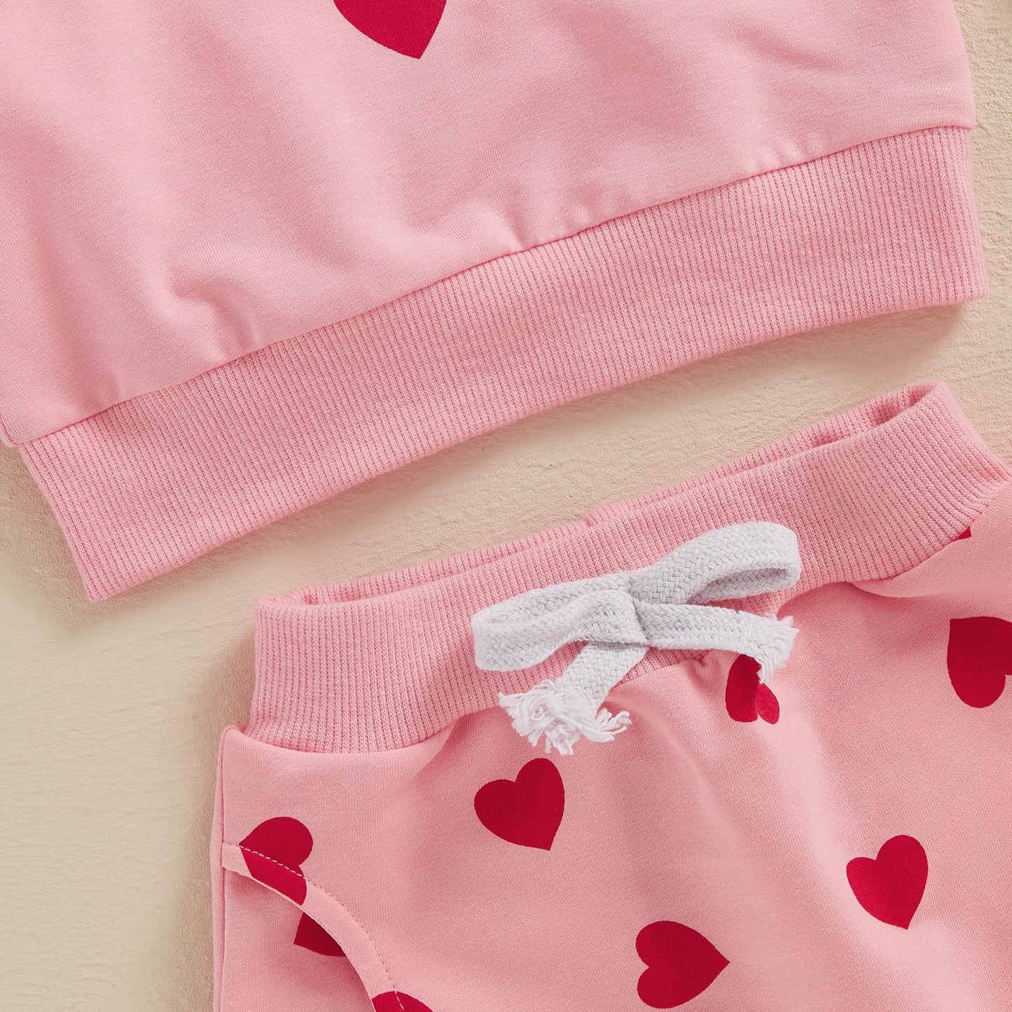 Lamuusaa Toddler Baby Girl Valentines Day Outfit Little Valentine Ruffle Sweatshirt Heart Long Pants Headband Set 0-3T (Pink, 6-