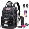 Qwreoia Camo Diaper Bag Backpack For Dad And Mom With Usb Charging Port Stroller Straps And Insulated Pocket,Army Military Trave