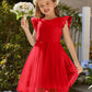 Flypigs Girl Dresses Toddler Flutter Tutu Dress Formal Red Valentine Christmas Birthday Party Tulle Dress For 5 Years