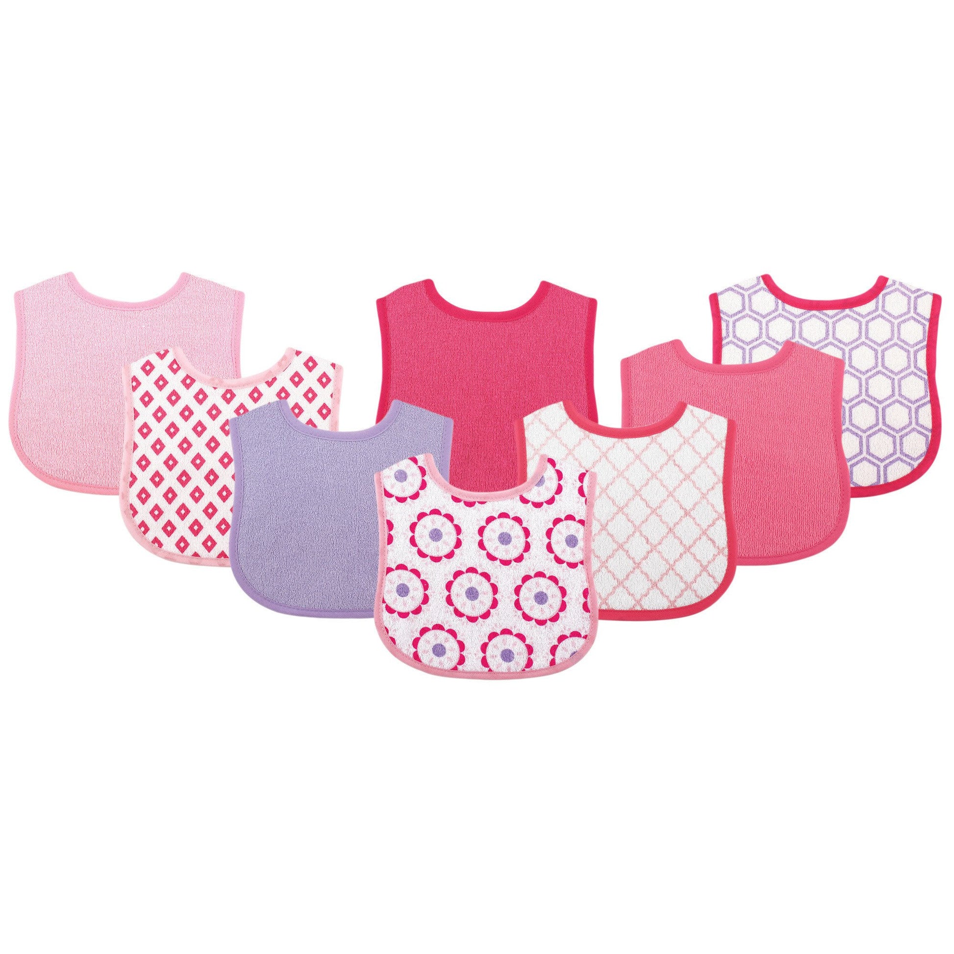Luvable Friends Unisex Baby Cotton Terry Bibs, Geometric Girl, One Size
