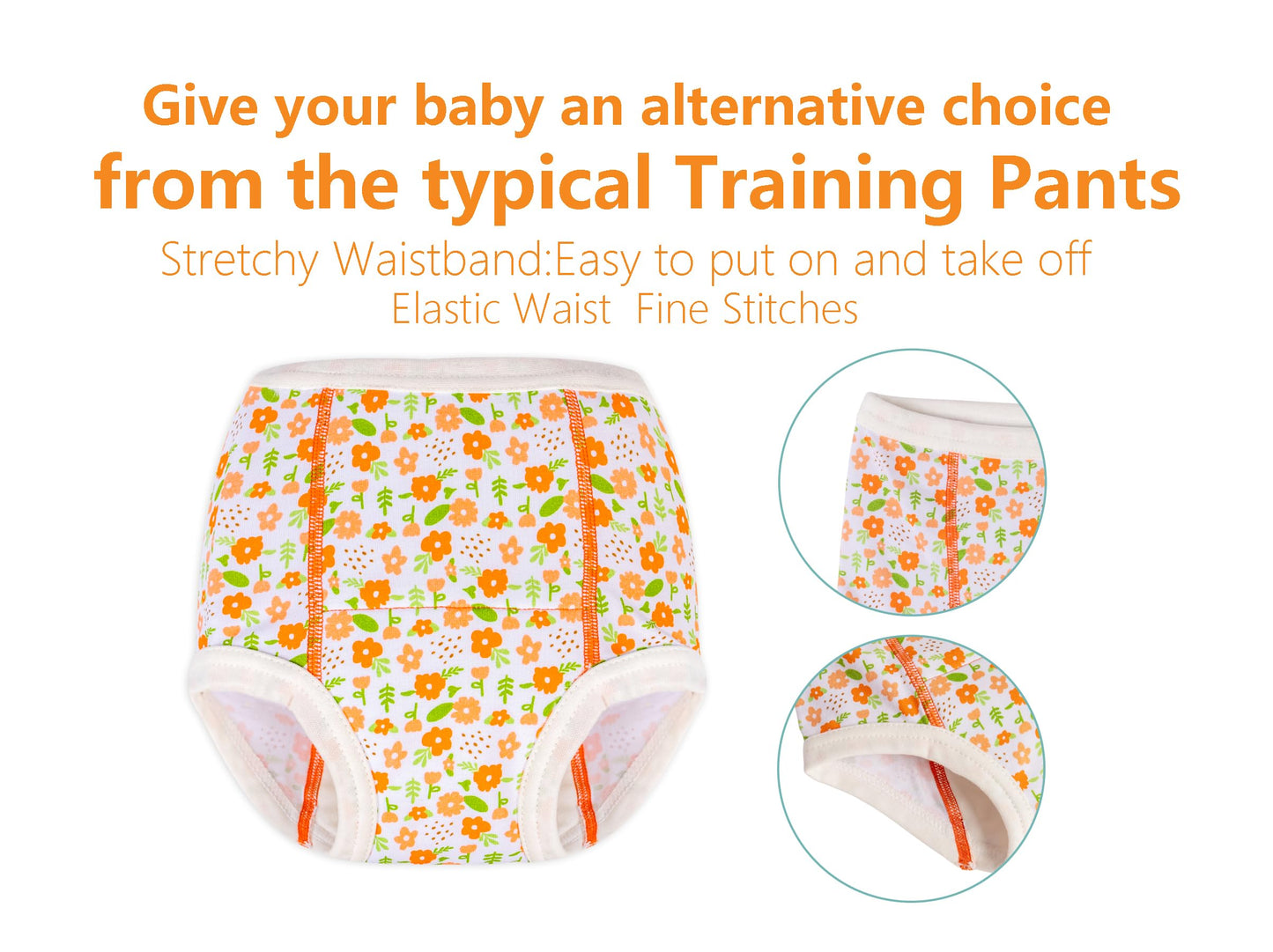 Alvababy Potty Training Pants Cotton Toddler Infant Baby Toilet Training Pants Absorbent Reusable Girls 3 Years Old Floral 4 Yea