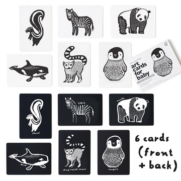 Wee Gallery Black and White Art Flash Cards for Babies, High Contrast Educational Animal Picture Cards, Baby Visual Stimulation,