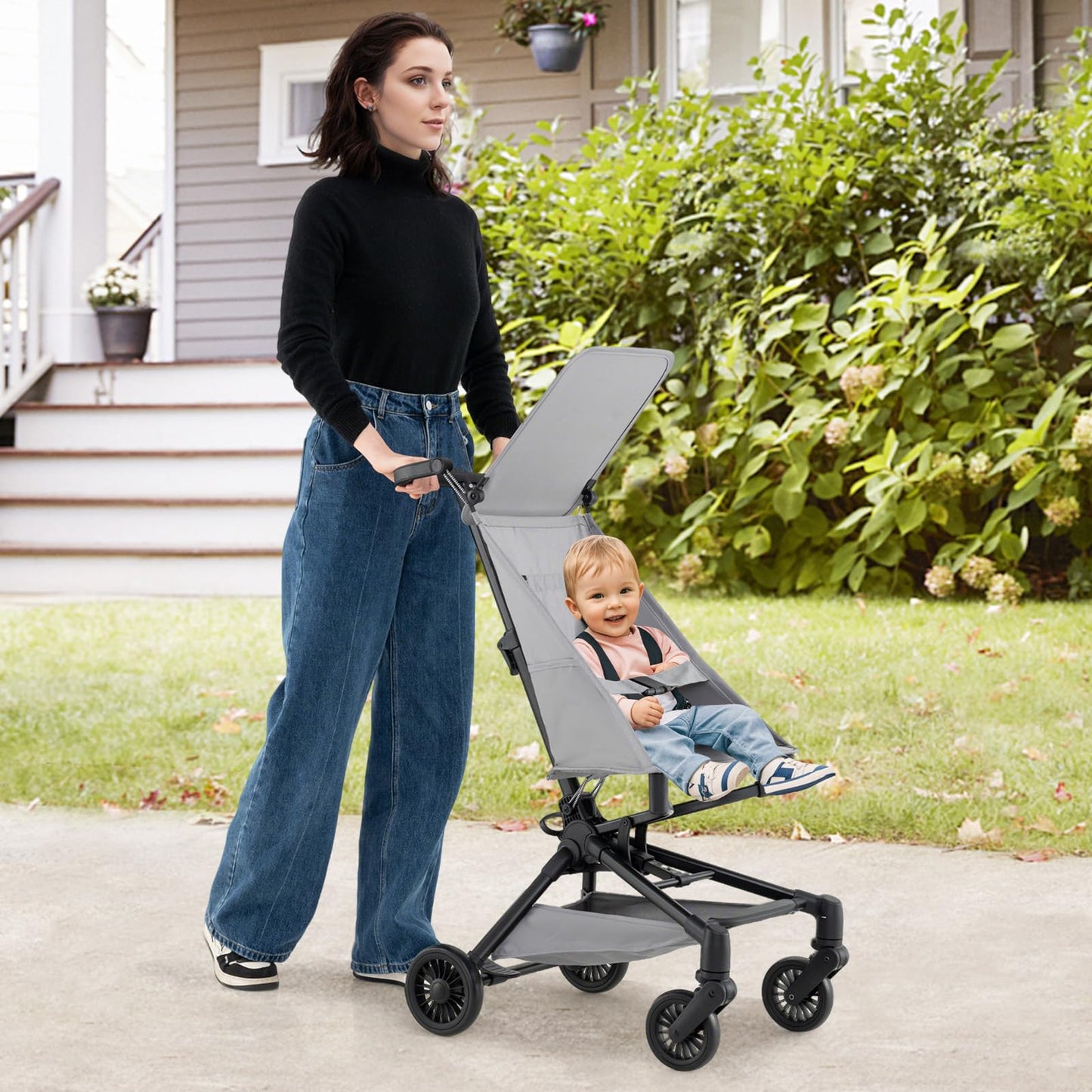 Honey Joy Lightweight Baby Stroller, Travel For Airplane, Compact Easy One-Hand Fold With Canopy, All-Terrain Wheels, Storage Ba