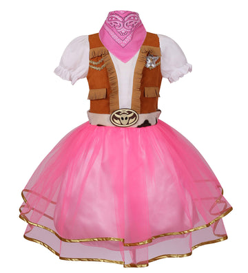 Yolsun Cowgirl Costume For Girls Western Cowgirl Outfit With Hat And Bandanna Halloween Theme Party And Role Play (9-10 Years, P