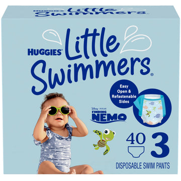 Huggies Little Swimmers Disposable Swim Diapers, Size 3 (16-26 Lbs), 40 Ct (2 Packs Of 20), Packaging May Vary