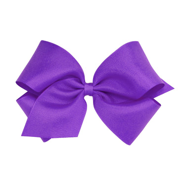 Wee Ones Girls' Classic Grosgrain Hair Bow With Plain Wrap Center On A Weestay Hair Clip, Handmade, King Sized Bow, Delphinium