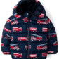 The Children'S Place Baby Boys' And Toddler Medium Weight Puffer Jacket, Wind, Water-Resistant, Blue Firetrucks
