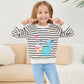 Akyzic Little Girls Sweatshirt Unicorn Long Sleeve Crewneck Shirts Children Winter Outfits Cute Tops Pullover Kids Striped Sweat