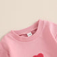 Fiomva Baby Girl Valentines Day Outfit Infant Bubble Romper Sweatshirt Newborn Sweater Top Toddler Fall Winter Clothes (A Embroi