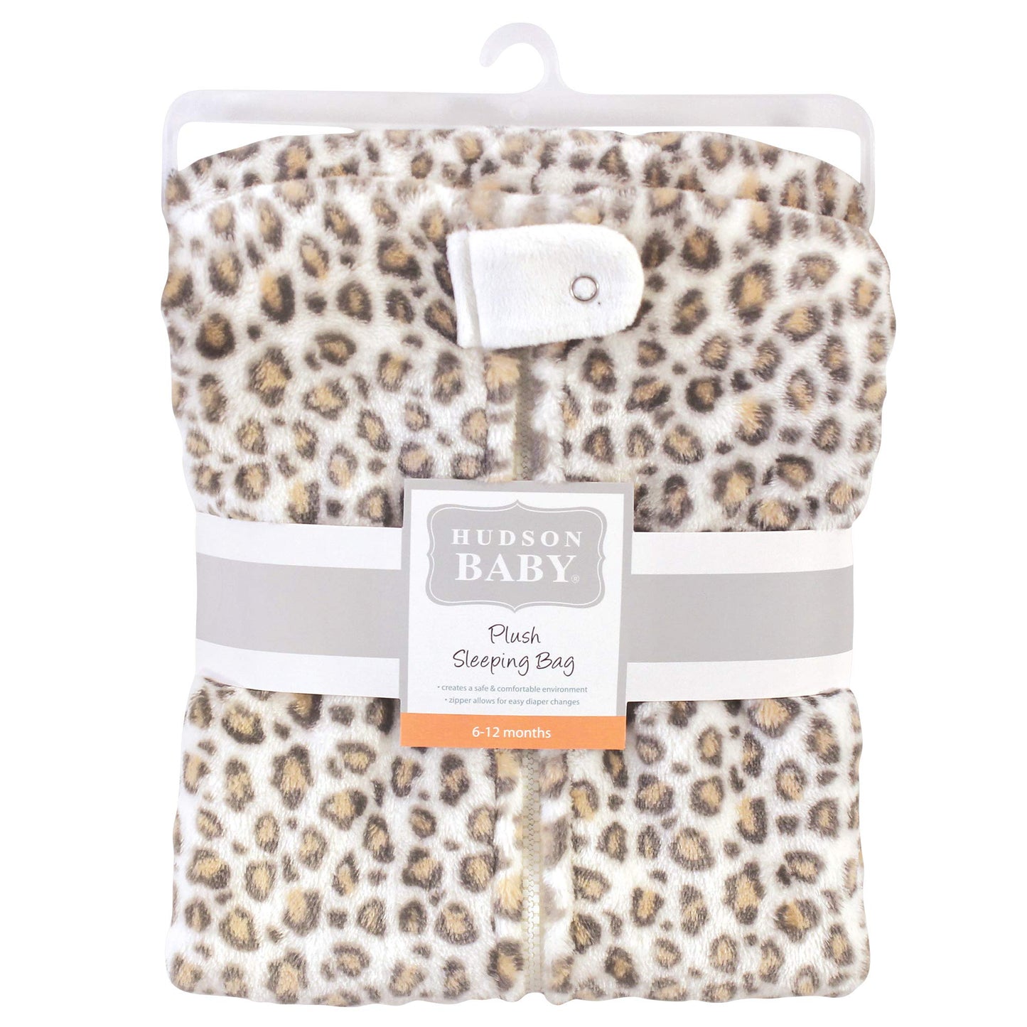 Hudson Baby Unisex Baby Plush Sleeping Bag, Sack, Blanket, Cream Leopard, 12-18 Months