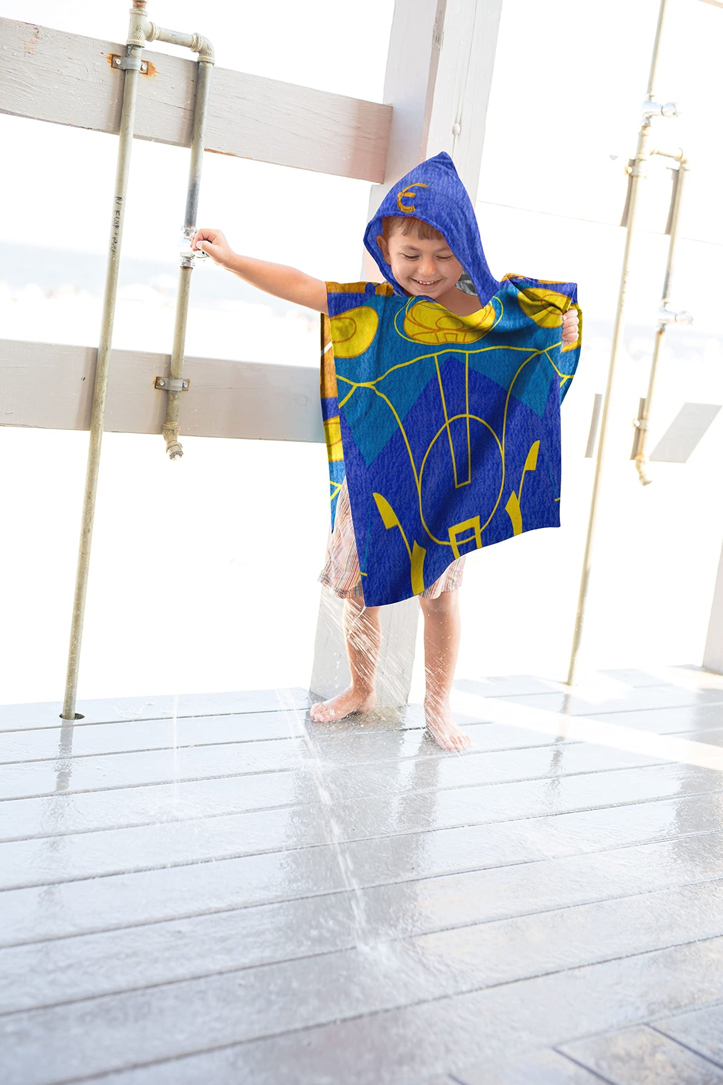 Jay Franco Marvel Eternals Ikaris Bath/Pool/Beach Hooded Poncho - Super Soft & Absorbent Cotton Towel, Measures 28 x 28 Inches (