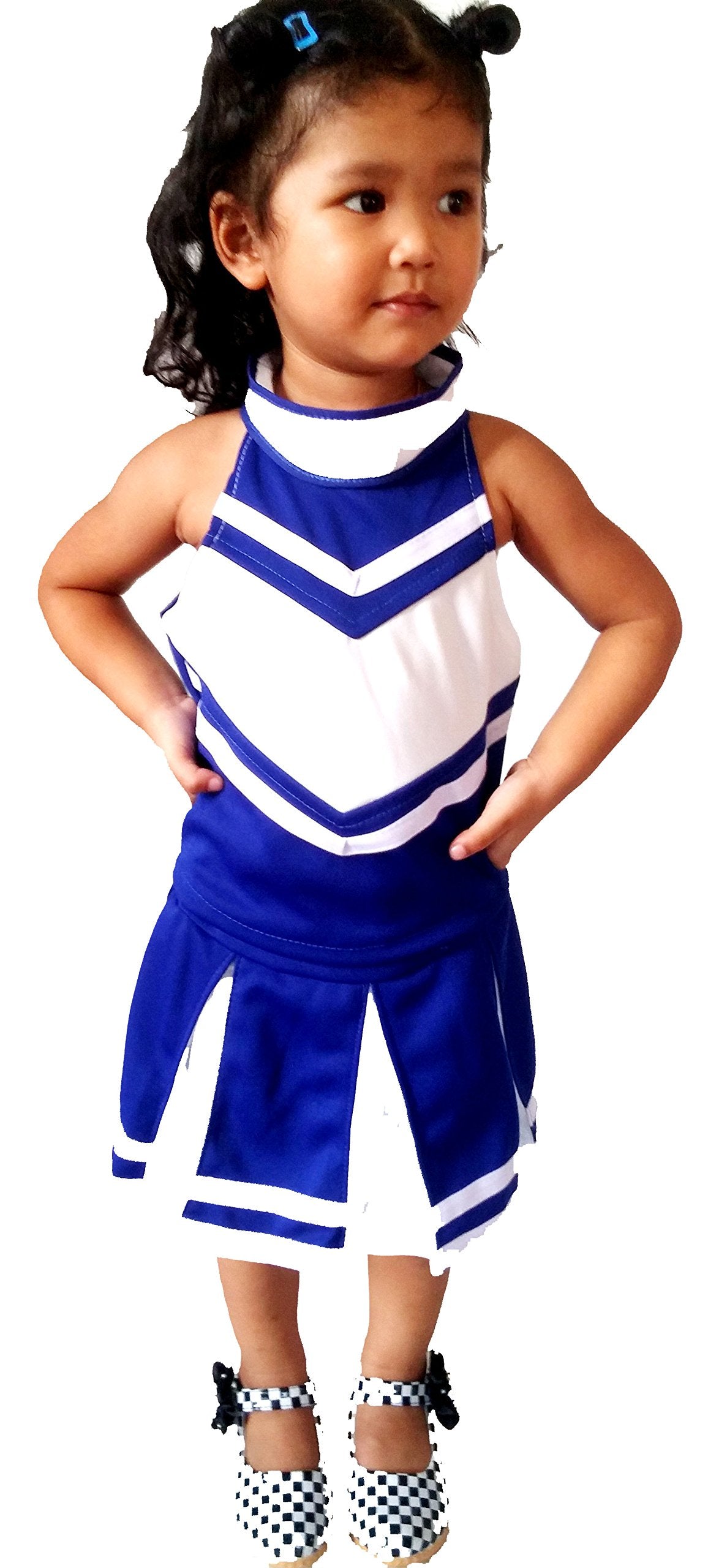 Total 2550 Little Girls' Cheerleader Cheerleading Outfit Uniform Costume Cosplay Blue/White (L / 8-10)