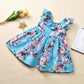 Fioukiay Toddler Baby Girls Floral Casual Dresses Clothes Holiday Beach Sundress Skirts Spring Overall Outfits(Blue&Floral,0-6Mo