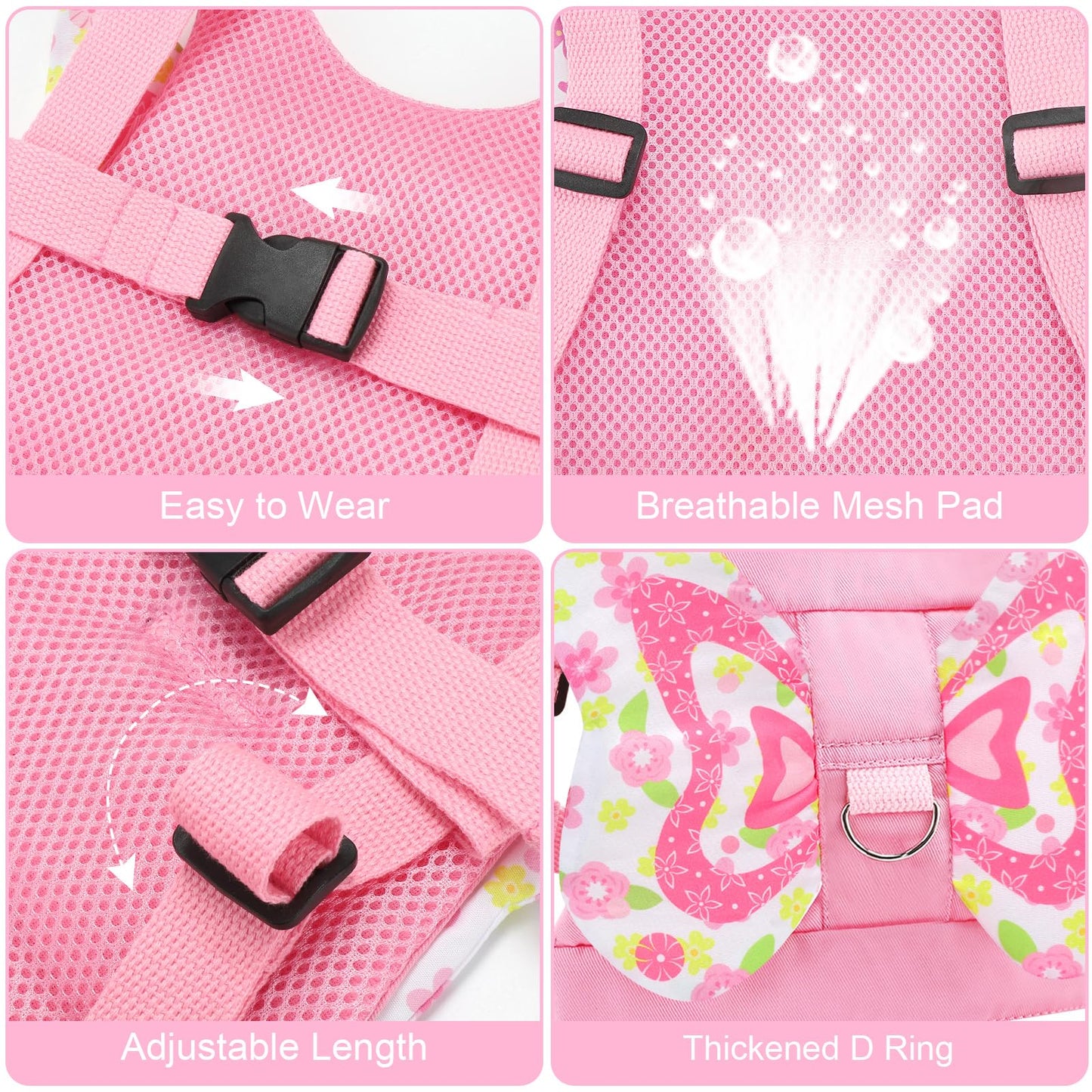 Accmor Toddler Harness Leash, 3 In 1 Cute Butterfly Kids Leash + Anti Lost Wrist Link, Adorable Child Walking Harness Wristband