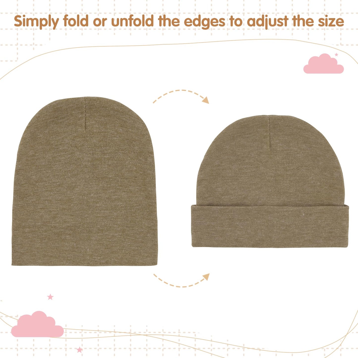 American Trends Baby Beanies For Boys Girls Newborn Infant Hat With Mittens Cute Cotton Hospital Hats For 0-6 Months 3 Pack Blac