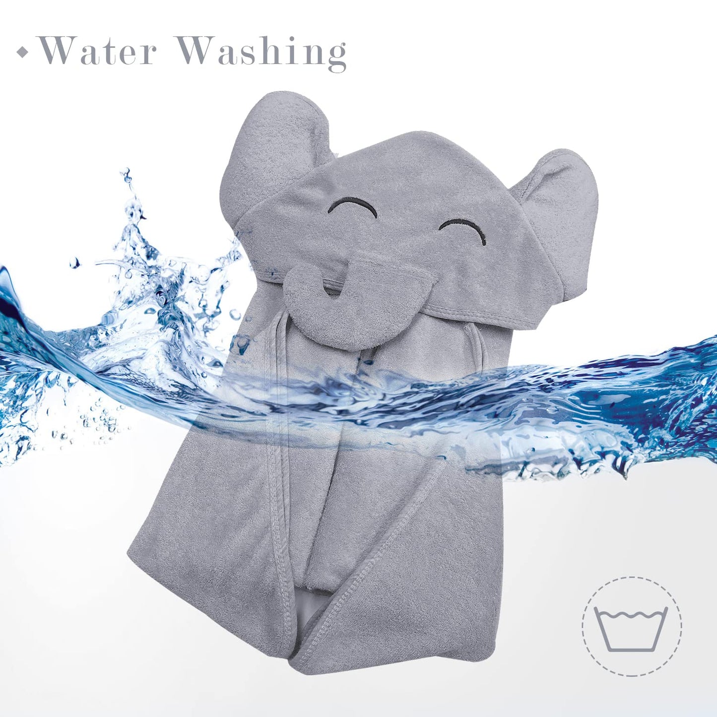 Yoyoo Premium Baby Bath Towel - Viscose Derived From Bamboo, Baby Hooded Towels - Newborn Essential Cute Grey Little Elephant -P