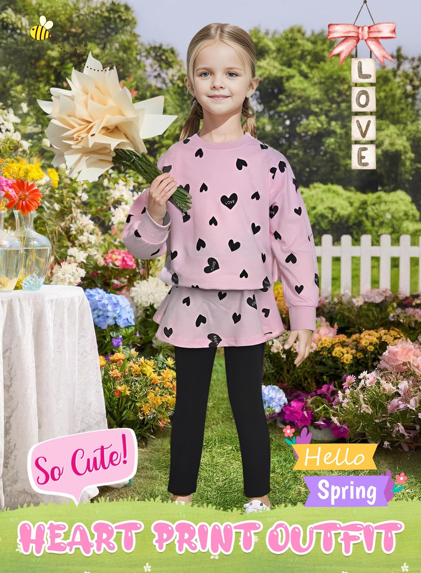 Bomdeals Adorable Cute Toddler Baby Girls Clothes Set,Long Sleeve T-Shirt +Pants Outfit(Pink,90,2143B)