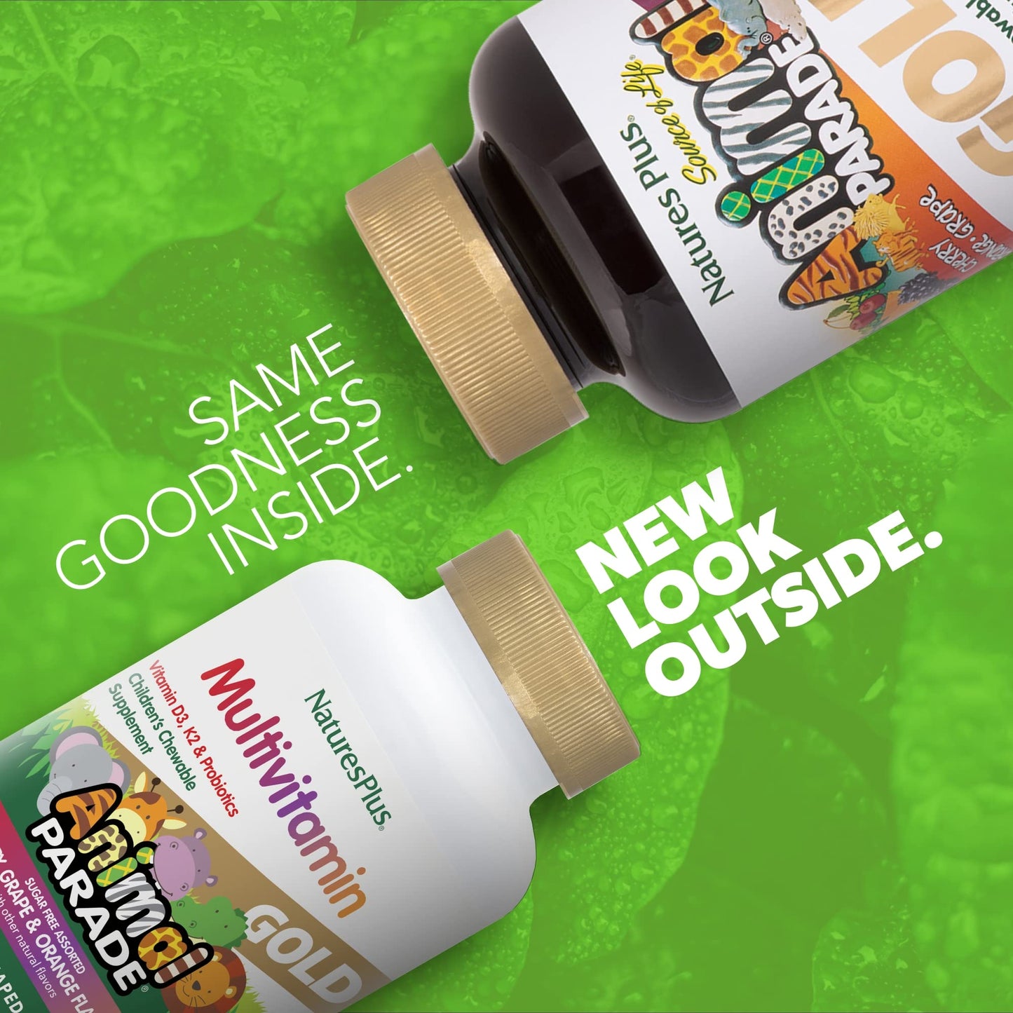 Natures Plus Animal Parade Gold Children'S Multivitamin - Assorted Cherry, Orange & Grape Flavors - 120 Chewable Animal-Shaped T